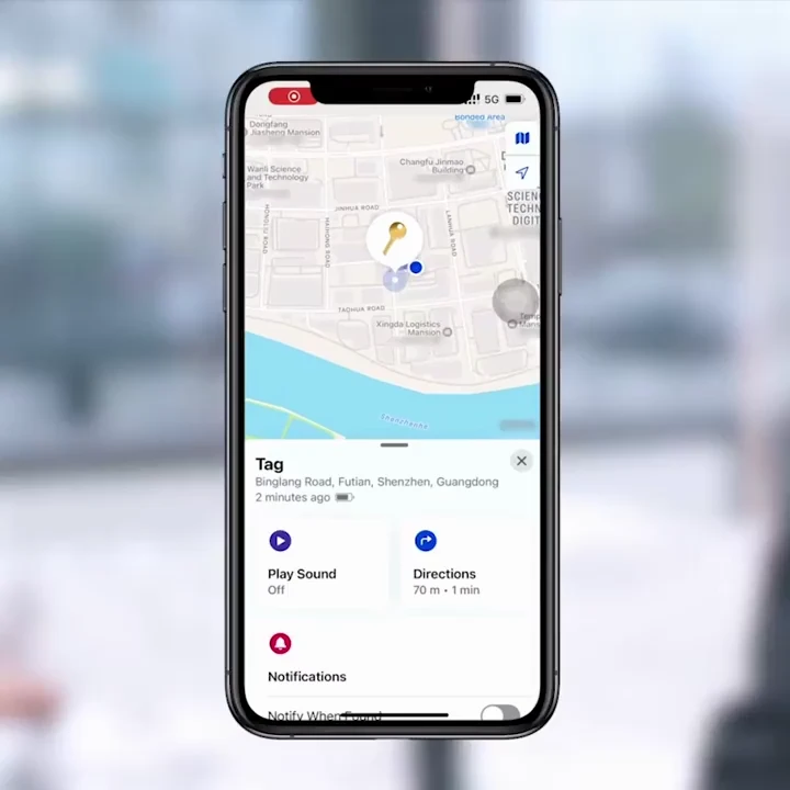 iTagPro tracking app showing live GPS location