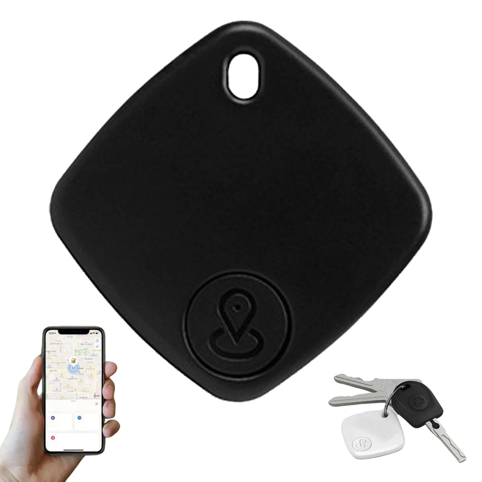 iTagPro attached to keys with wallet and luggage